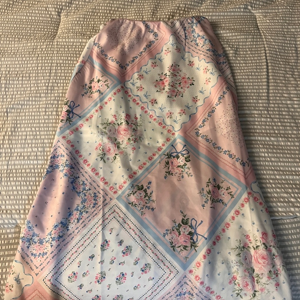 Altar'd State Pink and Orange A-Line Midi Skirt Resort Wear